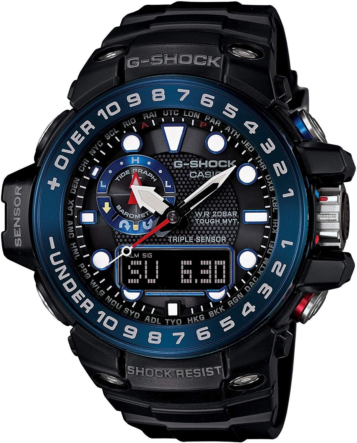 Sapphire Crystal Solar Powered Mens BlackBlue Analog GW-A1100FC-1A - Image 4